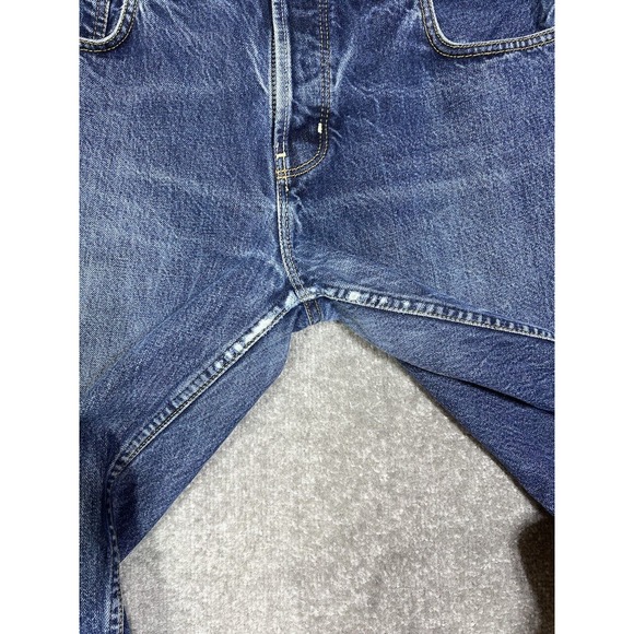 Vintage Silver Button Fly Distressed Bootcut Jeans Mens Size 32x28 Blue Denim - Picture 7 of 16